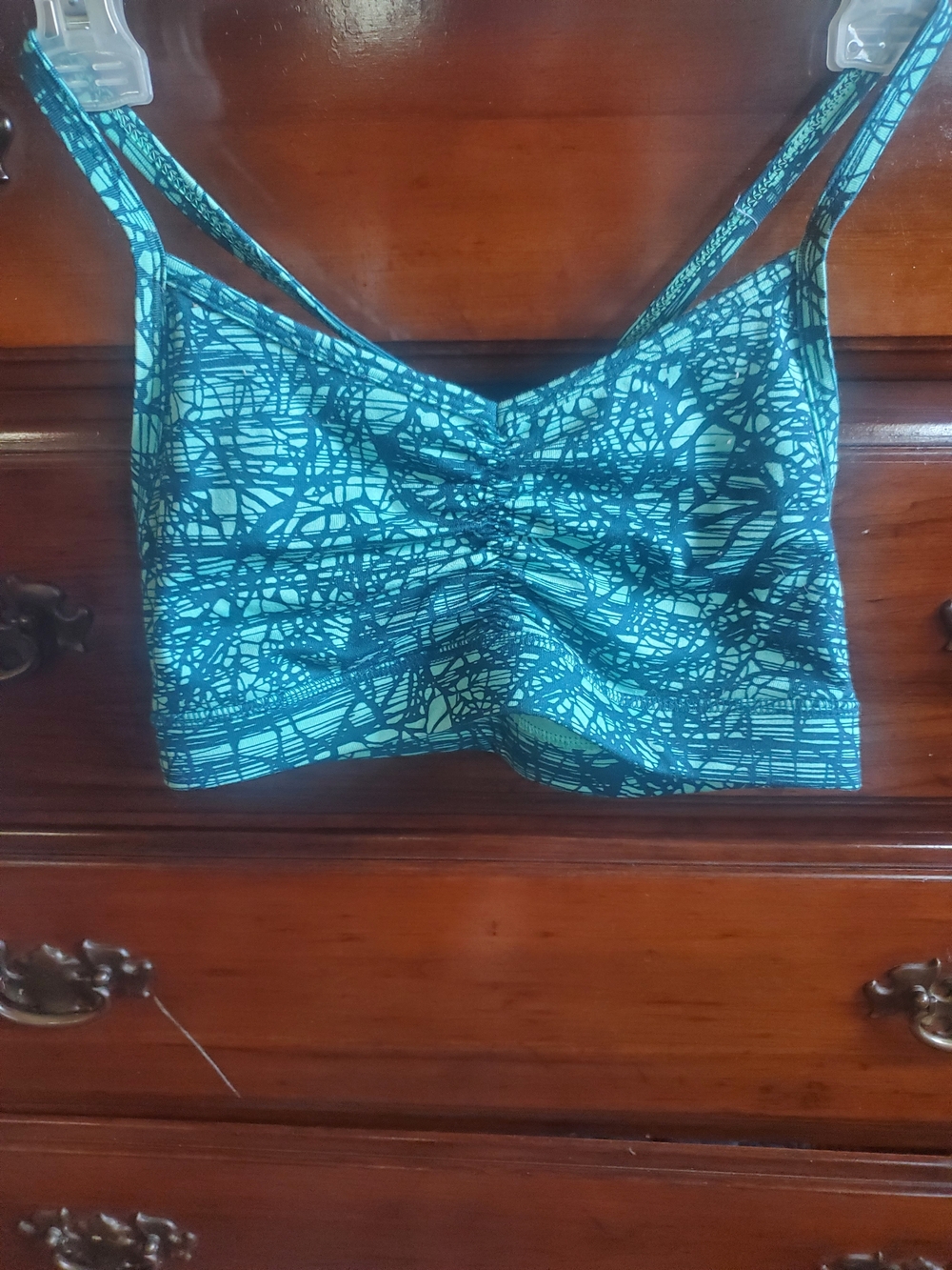 Old Navy Teal Blue Patterned Tank Top